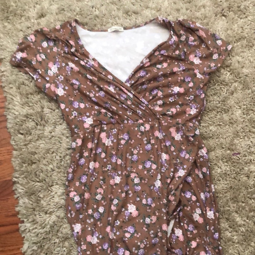 brown floral 2x dress
